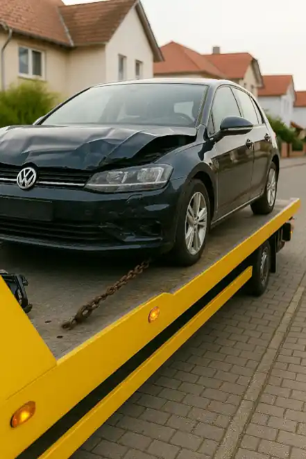 Defektes Auto wird in Herzogenrath abgeschleppt – Autoankauf für Fahrzeuge jeder Art, auch bei Schäden.